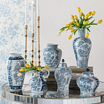 Ваза с крышкой и голубым цветочным рисунком на белом фоне Blue & White Ornament варинант исполнения - 7 | Loft Concept в Омске