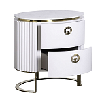 Тумбочка белая овальная с мраморной столешницей Thoroughbass варинант исполнения - 2 | Loft Concept в Омске