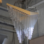 Люстра золотого цвета в форме галочки с каскадом длинных прозрачных трубок Eurofase варинант исполнения - 14 | Loft Concept в Омске