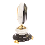 Часы настольные бронзовые из натуральных камней Мрамор и Змеевик Stone Clock варинант исполнения - 3 | Loft Concept в Омске