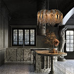 Люстра круглая подвесная с металлическими дугами и длинными цепочками 80 см Atlantis Chain варинант исполнения - 9 | Loft Concept в Омске