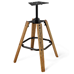 Барный стул со спинкой и металлической подставкой на 4-х деревянных ножках Коричневый Велюр Vendramin Chair варинант исполнения - 5 | Loft Concept в Омске