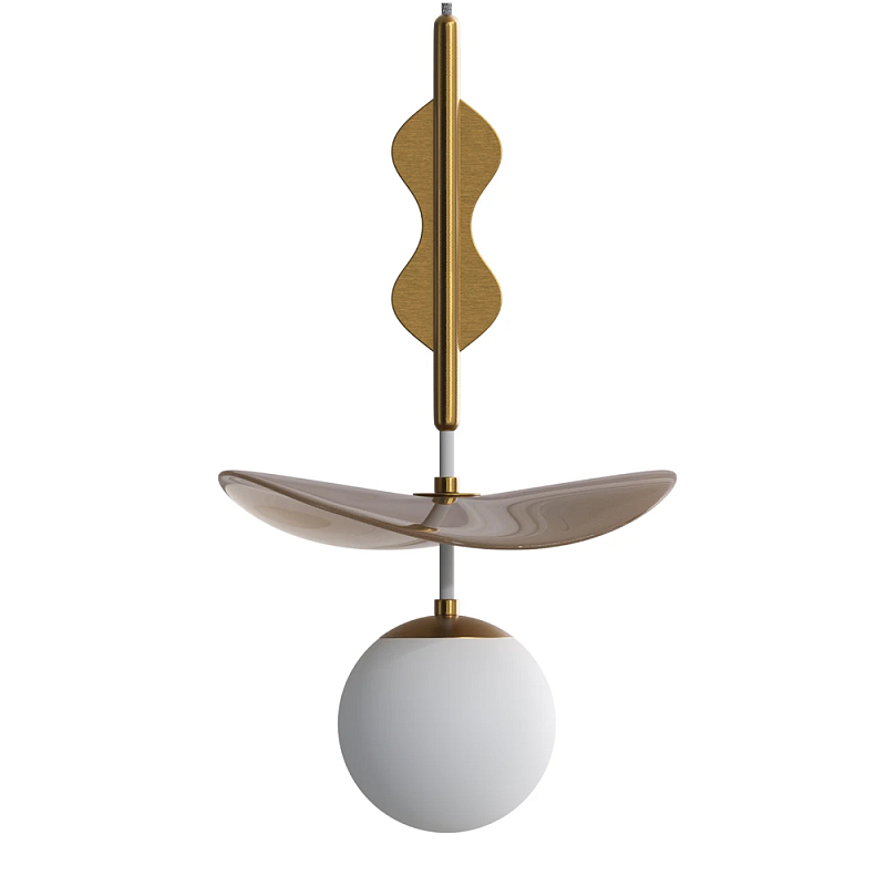 Подвес Bloomy 2 Бежевый Белый Латунь в Омске | Loft Concept 