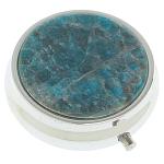 Таблетница карманная круглая с 3-мя отделениями и накладкой из натурального камня Апатит Голубой Silver Stone Pillboxes варинант исполнения - 1 | Loft Concept в Омске