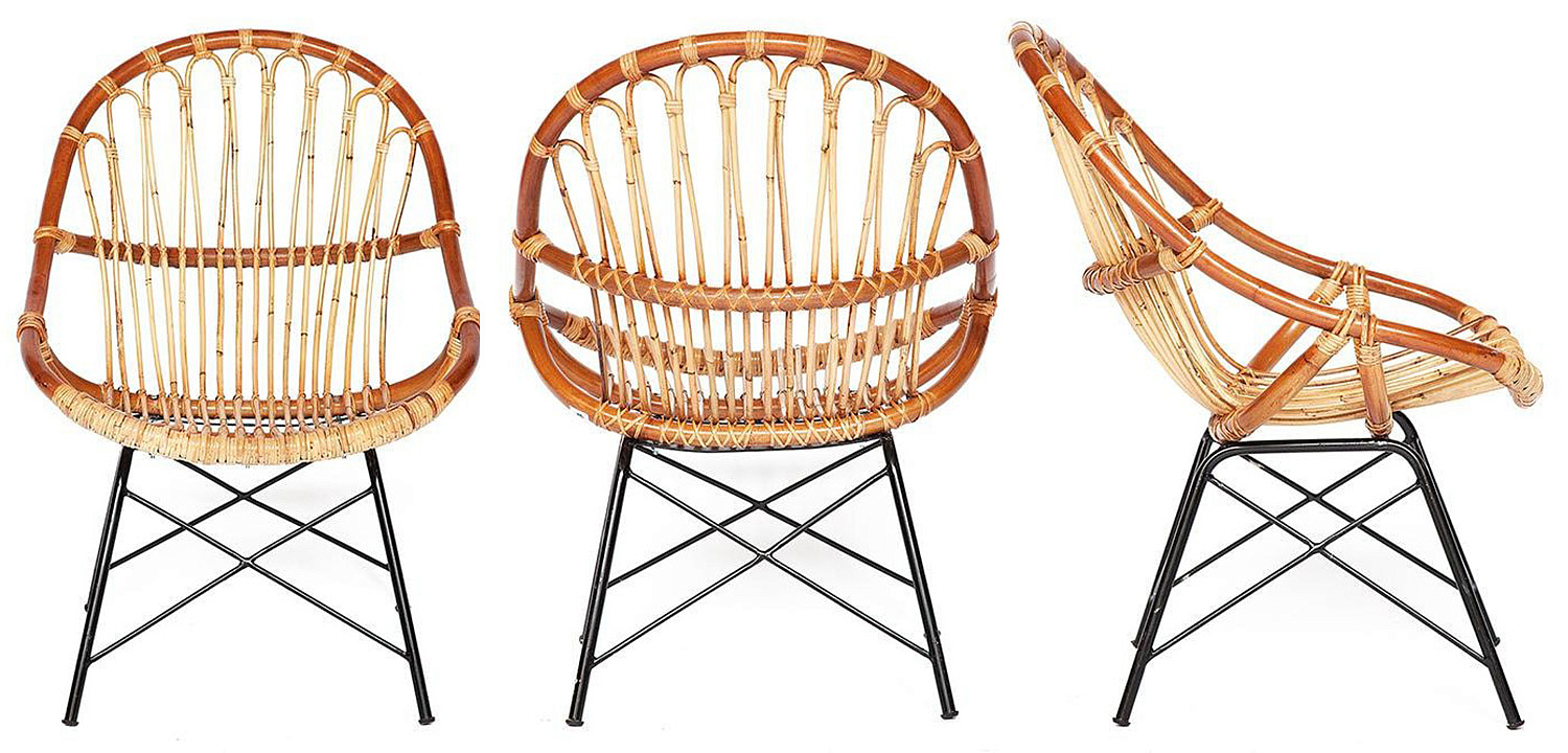 Кресло Rattan Wicker Chair Red Carcass Кресло Rattan Wicker Chair Red Carcass - Loft-Concept в Омске