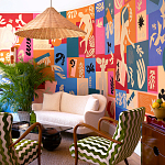 Обои ручная роспись в стиле Арт-деко Jazz Original colourway on painted silk with embroidery варинант исполнения - 1 | Loft Concept в Омске