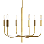 Люстра с 6-ю лампами на тонких изогнутых рожках в современном стиле Feiss варинант исполнения - 1 | Loft Concept в Омске