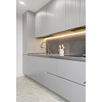 Прямой серый кухонный гарнитур с фрезерованным фасадом Idelle Kitchen Set варинант исполнения - 2 | Loft Concept в Омске
