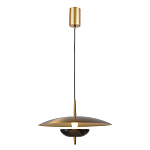 Подвесной светильник с золотым металлическим плафоном округлой формы и декоративным элементом из чёрного мрамора Midnight Grace  варинант исполнения - 1 | Loft Concept в Омске