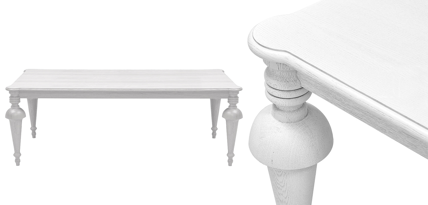 Обеденный деревянный стол Kelise White Dinner Table Белый Обеденный деревянный стол Kelise White Dinner Table Белый - Loft-Concept в Омске