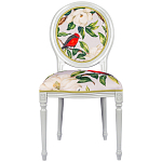 Стул светло-серый из натурального бука с изображением птиц и цветов Blooming Birds Red  варинант исполнения - 1 | Loft Concept в Омске