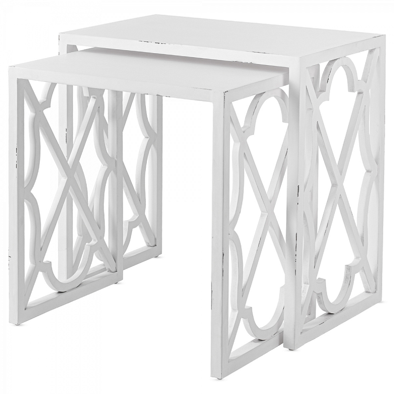 Комплект столиков Tommy Bahama Stovell Ferry Nesting Tables Белый винтажная патина Комплект столиков Tommy Bahama Stovell Ferry Nesting Tables Белый винтажная патина в Омске | Loft Concept