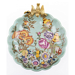 Блюдо из голубого фарфора с бронзовой птичкой Blue Garden варинант исполнения - 2 | Loft Concept в Омске