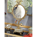 Зеркало с бронзовой подставкой в виде дерева и фарфоровыми птичками на голубом основании Eden Garden варинант исполнения - 4 | Loft Concept в Омске