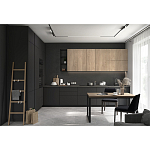 Черный матовый кухонный гарнитур с фасадом под дерево Renart Kitchen Set варинант исполнения - 3 | Loft Concept в Омске