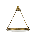 Люстра подвесная цвета латунь с плоским круглым матовым стеклянным плафоном на цепи Hinkley варинант исполнения - 1 | Loft Concept в Омске