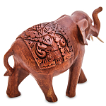 Статуэтка из дерева суар в виде слона в традиционном облачении Elephant in blanket варинант исполнения - 2 | Loft Concept в Омске