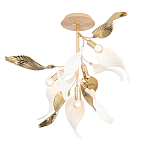 Люстра потолочная с белыми матовыми и золотыми глянцевыми листьями Wintery flovers варинант исполнения - 2 | Loft Concept в Омске