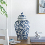Ваза с крышкой и бело-синим цветочным узором Blue & White Ornament  варинант исполнения - 8 | Loft Concept в Омске