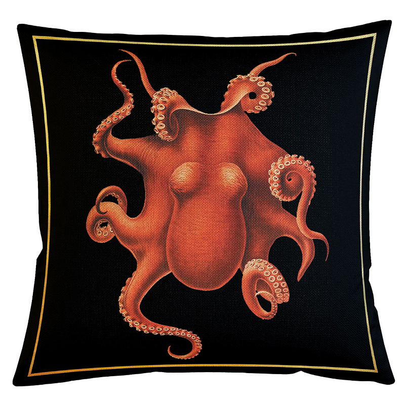 Декоративная подушка Red Octopus Бежевый Черный Красный Декоративная подушка Red Octopus Бежевый Черный Красный в Омске | Loft Concept