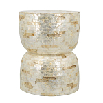 Приставной столик с мозаичным рисунком из раковин устриц Bone Inlay варинант исполнения - 2 | Loft Concept в Омске