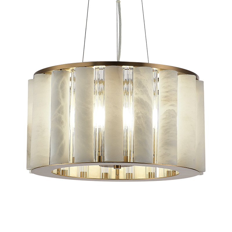 Люстра с абажуром из стекла и премиального алебастра Ravishment Прозрачный Белый Бронза в Омске | Loft Concept 