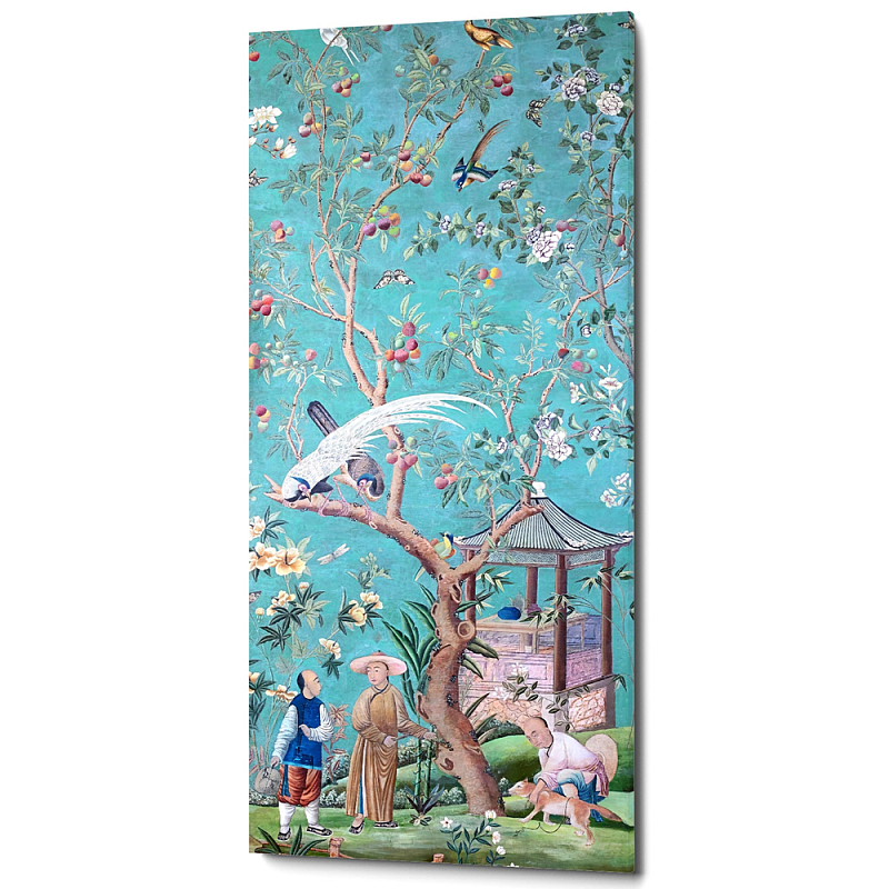 Постер на холсте в стиле шинуазри с изображением сада Chinoiserie Gazebo in the Imperial Garden Poster Бирюзовый Мульти Постер на холсте в стиле шинуазри с изображением сада Chinoiserie Gazebo in the Imperial Garden Poster Бирюзовый Мульти в Омске | Loft Concept