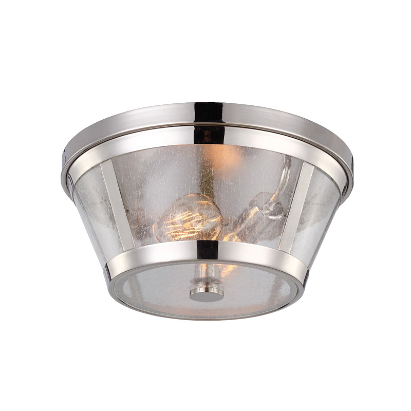 Потолочный светильник с плафоном из прозрачного пузырькового стекла Feiss Никель Прозрачное Стекло в Омске | Loft Concept 