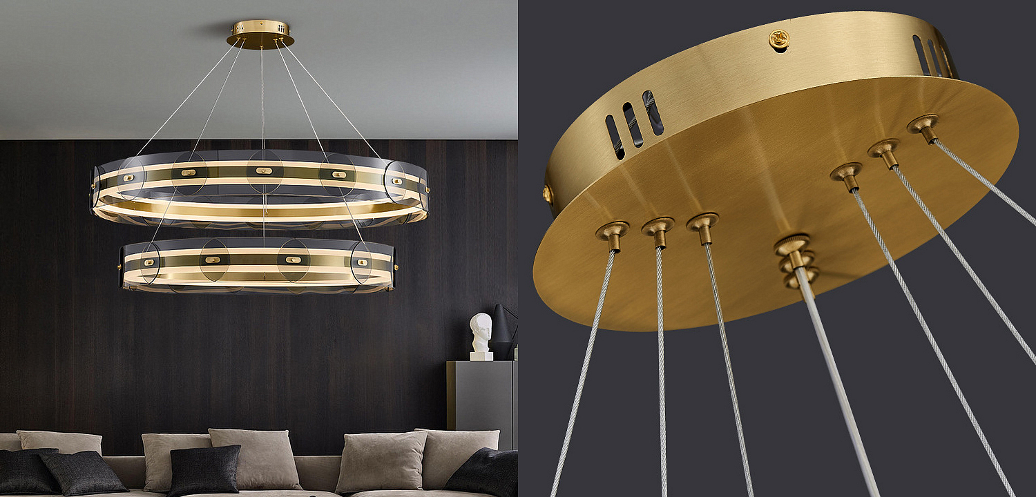 Люстра Gold 2 ring horizontal chandelier Люстра Gold 2 ring horizontal chandelier - Loft-Concept в Омске