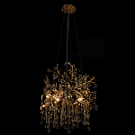 Подвесная люстра в виде ветвей деревьев золотого цвета с прозрачными подвесками-каплями 8 и 14 ламп Droplet Chandelier варинант исполнения - 5 | Loft Concept в Омске