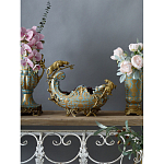 Чаша голубого цвета с оранментом и и бронзовыми фигурами леопардов Eden Garden варинант исполнения - 5 | Loft Concept в Омске