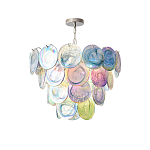 Люстра с каскадом из круглых разноцветных стеклянных дисков Mother of Pearl Iridescence варинант исполнения - 4 | Loft Concept в Омске