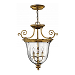 Люстра подвесная цвета латунь с прозрачным стеклянным плафоном и тремя лампами в классическом стиле на цепи Hinkley варинант исполнения - 2 | Loft Concept в Омске
