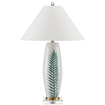 Настольная лампа овальная с тропическим принтом Stylized Aalm Leaves Motif варинант исполнения - 4 | Loft Concept в Омске