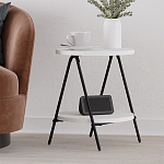 Стол приставной с 2-мя круглыми белыми столешницами ESSEL SIDE TABLE WHITE варинант исполнения - 6 | Loft Concept в Омске