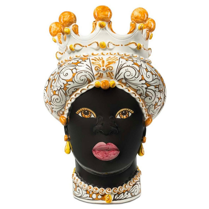 Ваза Vase Moro Lady Ornate Orange Черный Оранжевый Белый в Омске | Loft Concept 