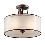 Потолочный светильник с двойным цилиндрическим плафоном из белого стекла и прозрачной органзы Kichler варинант исполнения - 1 | Loft Concept в Омске