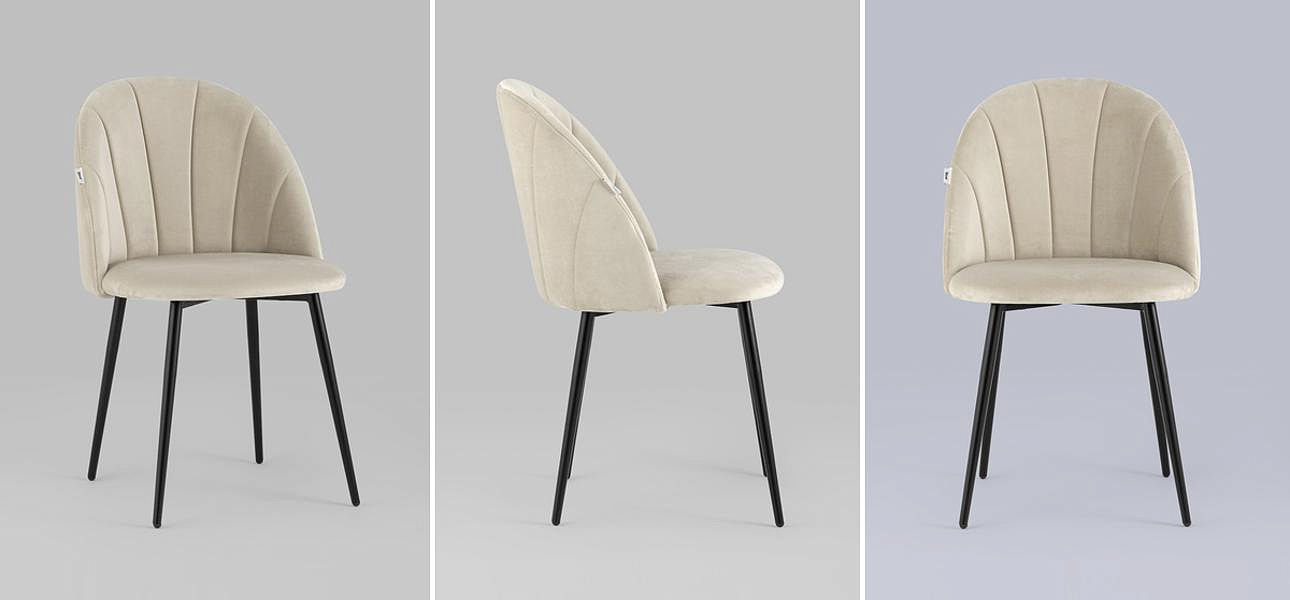 Стул Balsari S Chair Молочный Велюр Черные ножки Стул Balsari S Chair Молочный Велюр Черные ножки - Loft-Concept в Омске
