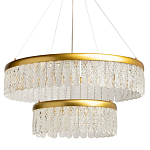 Люстра двухъярусная с золотого цвета и прозрачными подвесками Pettico варинант исполнения - 1 | Loft Concept в Омске