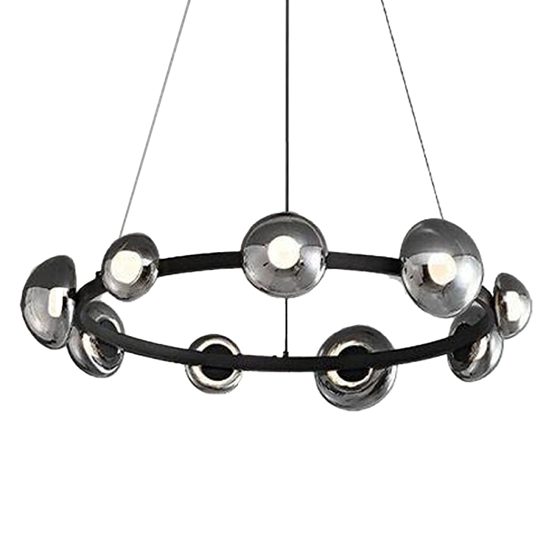Люстра подвесная светодиодная в форме кольца Gray Ring Chandelier Серый Хром Люстра подвесная светодиодная в форме кольца Gray Ring Chandelier Серый Хром в Омске | Loft Concept