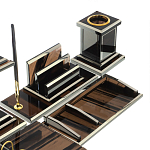 Настольный письменный набор с часами из природного камня обсидиана Team leader варинант исполнения - 4 | Loft Concept в Омске