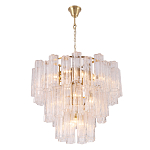 Люстра круглая многоярусная с прозрачными подвесками из стекла Hexagon Tube Light варинант исполнения - 3 | Loft Concept в Омске