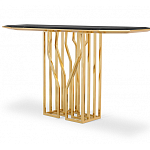 Консоль с чёрной столешницей и золотым фигурным основанием Cosmo варинант исполнения - 2 | Loft Concept в Омске