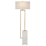 Торшер с прямоугольным абажуром на белом мраморном основании Asymmetry on Marble варинант исполнения - 1 | Loft Concept в Омске