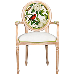 Стул с подлокотниками золотистый из бука с изображением птиц и цветов Blooming Red Birds варинант исполнения - 1 | Loft Concept в Омске