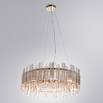 Люстра подвесная круглая с прозрачными хрустальными трубками и золотистым каркасом Диаметр 60 см Hexagon Tube Light варинант исполнения - 2 | Loft Concept в Омске