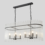 Люстра подвесная овальная со стеклянными прозрачными трубками и металлическим каркасом черного цвета Nembus варинант исполнения - 3 | Loft Concept в Омске