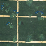 Обои ручная роспись Morning Glory Original colourway on Edo Green painted Xuan paper варинант исполнения - 1 | Loft Concept в Омске