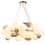 Люстра круглая на золотистом каркасе с белыми стеклянными плафонами Zest of Light варинант исполнения - 1 | Loft Concept в Омске