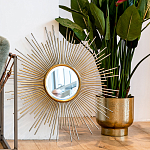 Зеркало-солнце круглое в раме из металла с золотыми с лучами Rays of Peace варинант исполнения - 3 | Loft Concept в Омске